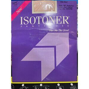 Vintage Isotoner Silky Sheer Pantyhose Pink Chiffon Sz 1 Control Top Sandalfoot